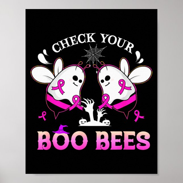 Póster Check Your Boo Bees Funny Breast Cancer Halloween  (Frente)