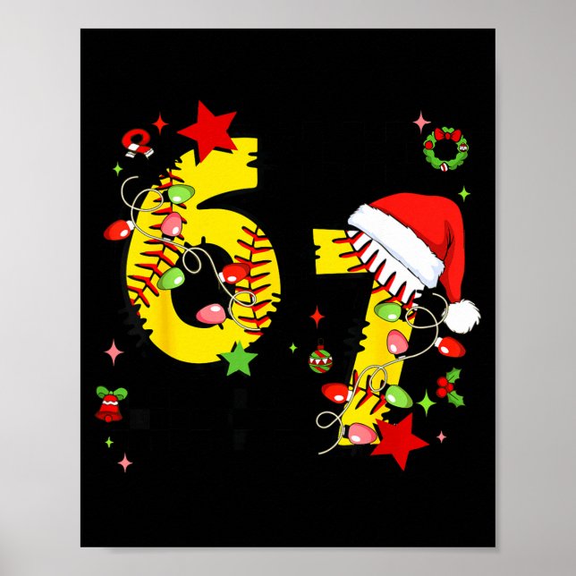 Póster Checkered 67 Softball Santa Hat Christmas Six Seve (Frente)