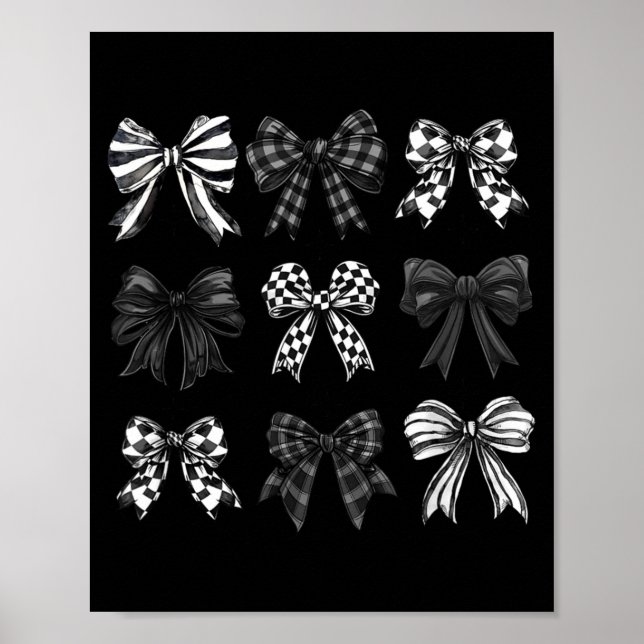 Póster Checkered Bow Coquette Funny Gift Tee Women, Men  (Frente)