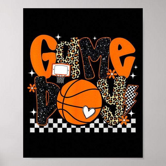 Póster Checkered Game Day Basketball Srts Lover Men Women (Frente)