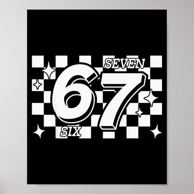 Póster Checkered Six Seven 6 7 Meme Gen Alpha Slang  (Frente)