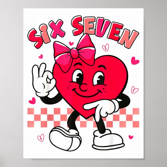 Póster Checkered Six Seven Cool Hearts 67 Valentines Day  (Frente)