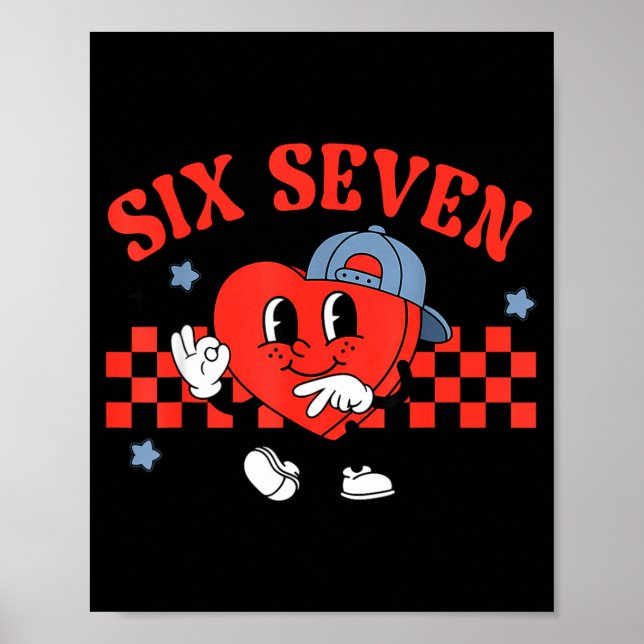 Póster Checkered Six Seven Cool Hearts 67 Valentines Day  (Frente)