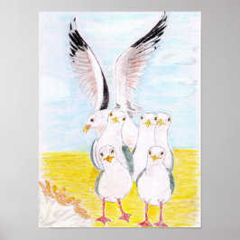 Póster Cheeky Sea gulls 