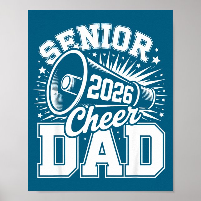 Póster Cheer Class Senior 2026 Proud 2026 Dad Cheerleader (Frente)