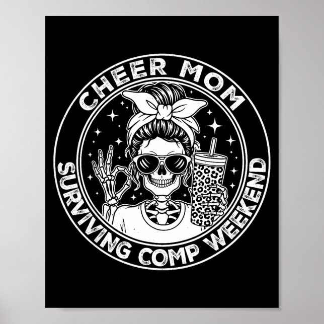 Póster Cheer Mom Surviving Comp Weekend Funny Cheerleadin (Frente)