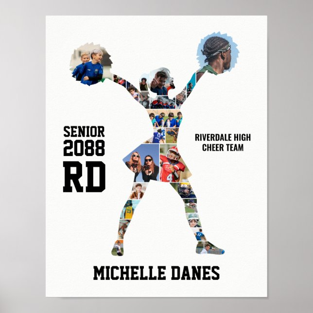 Póster Cheerleader Silhouette Cheer Team Photo Collage (Frente)