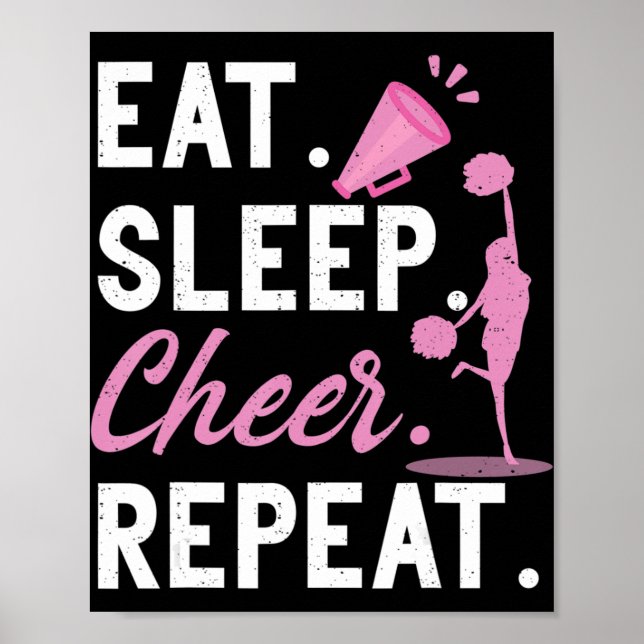 Póster Cheerleading Dance Cheerleader Girls Eat Sleep Che (Frente)