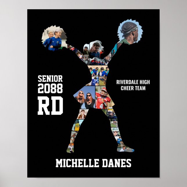 Póster Cheerleading Girl Cheer Team Photo Collage (Frente)
