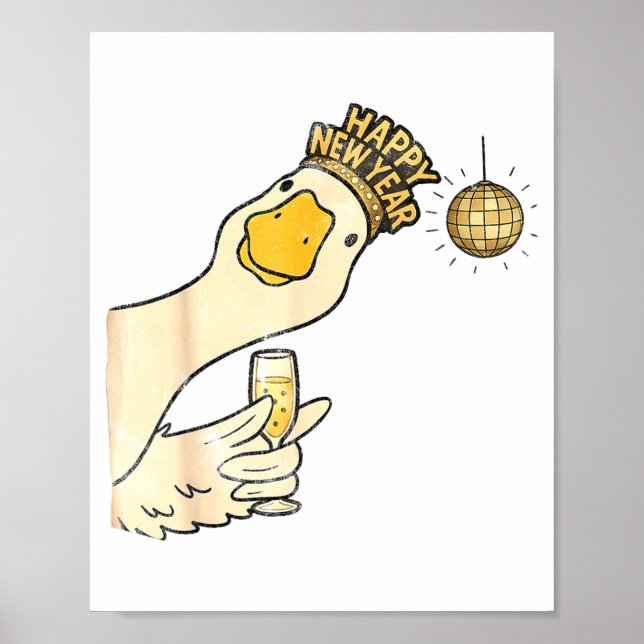 Póster Cheers Happy New Year 2026 Goose With Champagne Di (Frente)