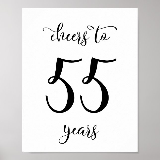 Póster Cheers to 55 years birthday sign (Frente)