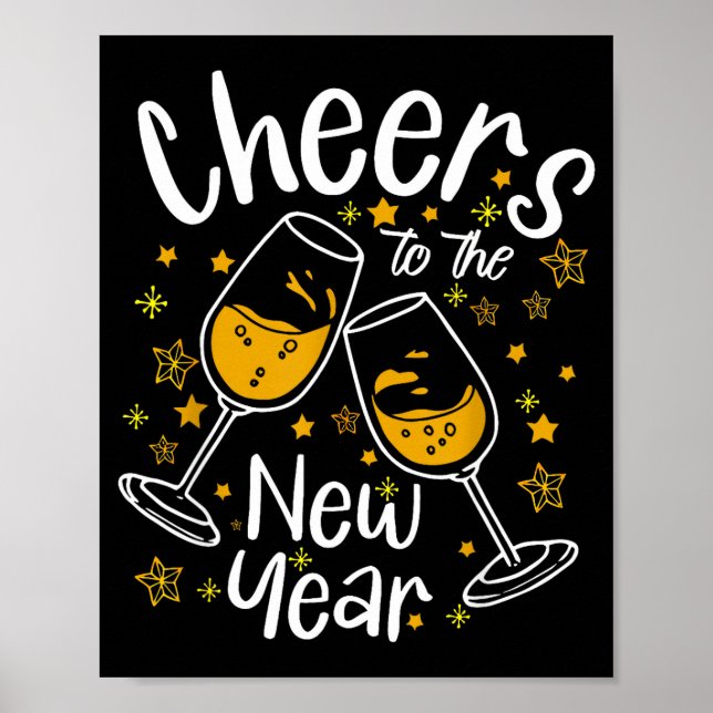 Póster Cheers To A New Year Eve Party Countdown Happy New (Frente)