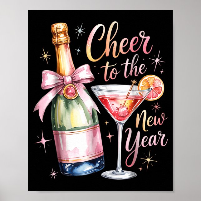 Póster Cheers To The New Year 2026 Champagne New Years Ev (Frente)