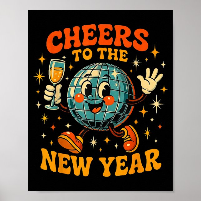 Póster Cheers To The New Year 2026 Retro Party Gift  (Frente)