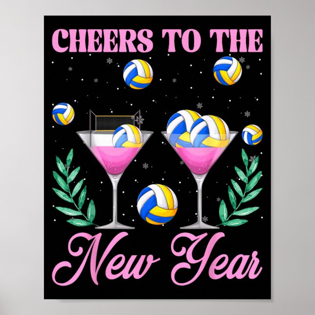 Póster Cheers To The New Year Champagne Gl &amp; Volleyba (Frente)
