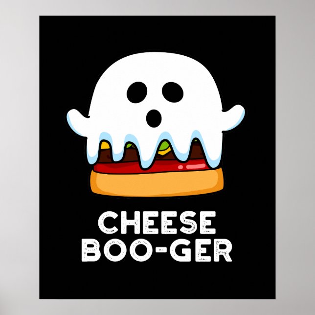 Póster Cheese Boo-ger Funny Ghost Pun Dark BG (Frente)