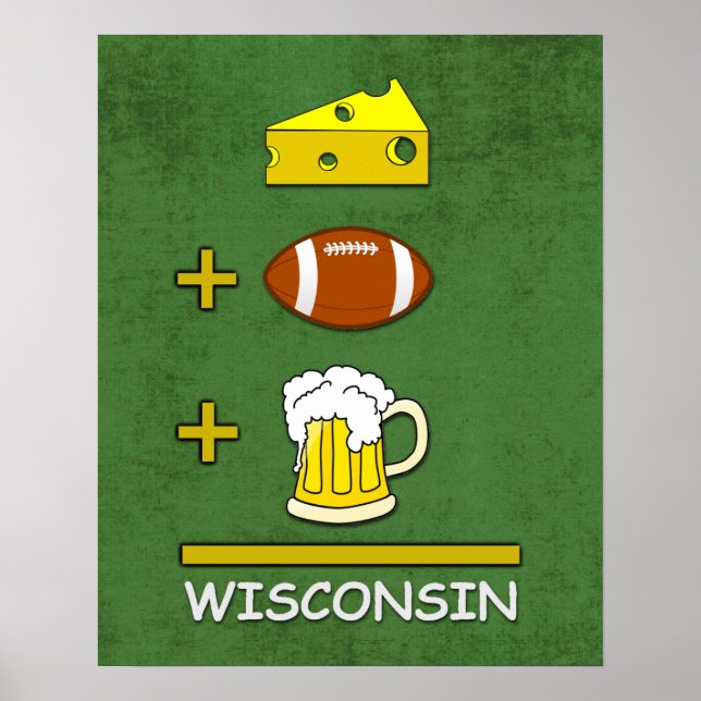 Póster Cheese Football Beer Wisconsin Funny Math (Frente)