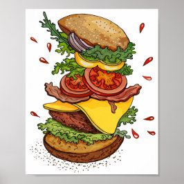Póster Cheeseburger Hamburger Burger Comida divertida