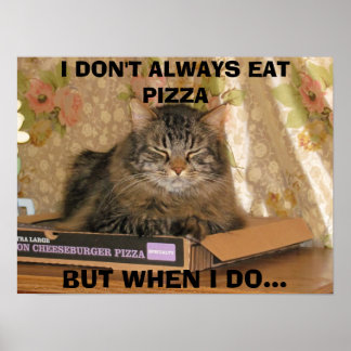 Póster cheeseburger pizza kitty