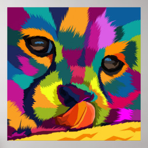 Póster Cheetah arcoiris
