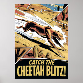 Póster Cheetah Blitz Estilo Cómico Speed Chase