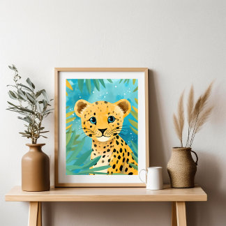 Póster Cheetah de bebé con ojos azules Poster