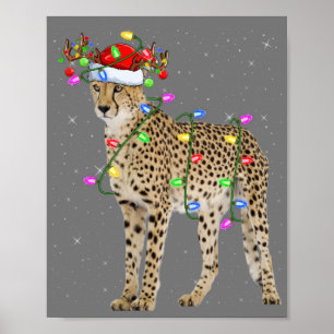 Póster Cheetah Lover Xmas iluminando Santa Cheetah Christ