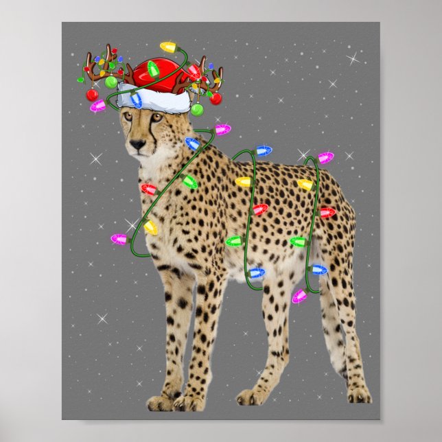 Póster Cheetah Lover Xmas iluminando Santa Cheetah Christ (Frente)