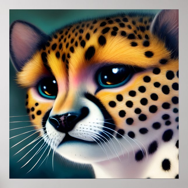 Póster Cheetah triste pop surrealista (Frente)