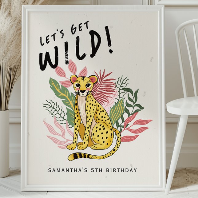 Póster Cheetah Wild Party Animals Kids Birthday Welcome (Subido por el creador)