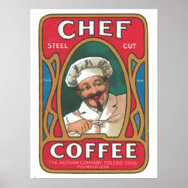 Póster Chef café vintage art nouveau cocina