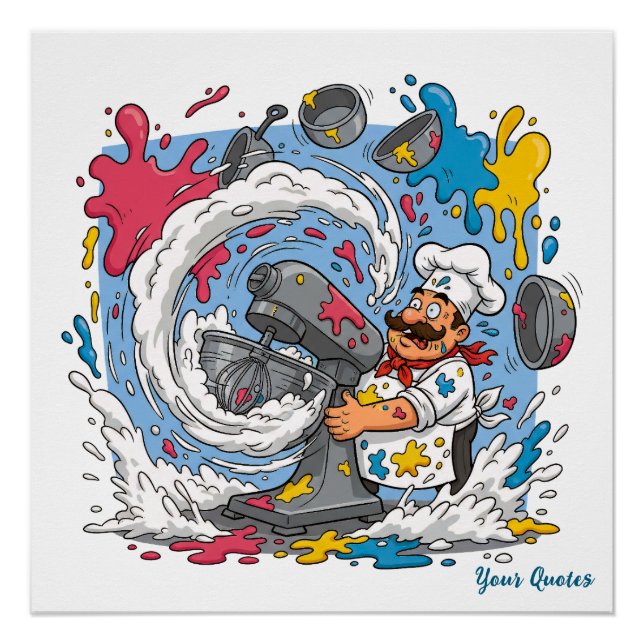 Póster Chef Caótico Con Mezcladora Explosiva (Anverso)