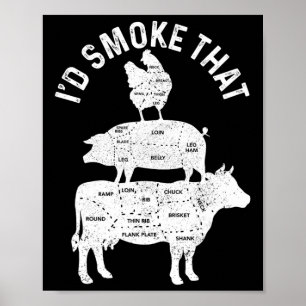 Póster Chef Carnicero Bbq Me Fumaría Esa Carne De Cerdo D