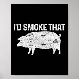 Póster Chef Carnicero Bbq Me Fumaría Ese Cerdo Cerdo Dive