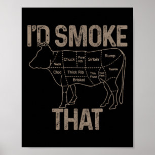 Póster Chef Carnicero Cocina Bbq Me Fumaría Esa Vaca Carn