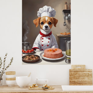 Póster Chef de cocina en la cocina de perros adorables