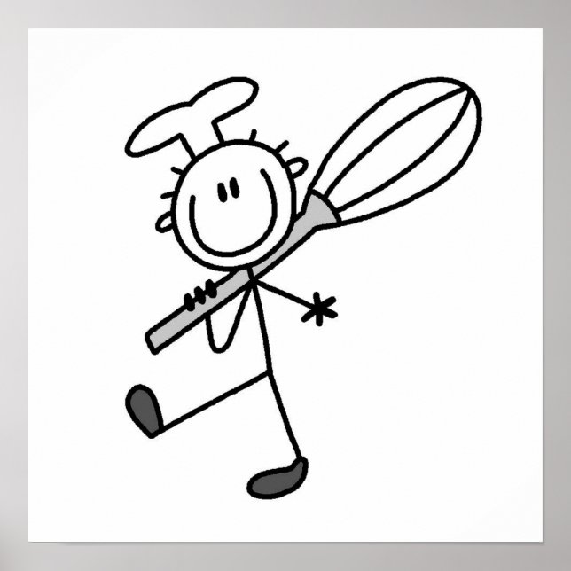 Póster Chef de la Figura Pala con Whisk (Frente)