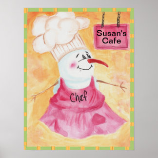 Póster Chef de Snowman en Poster Gorra de Apron y Chef