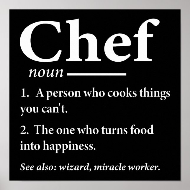 Póster Chef Definition Funny Cooking Chef (Frente)