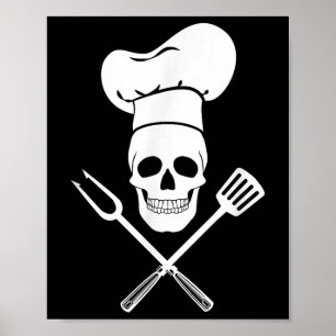 Póster Chef Gorra Cocina de cráneo Cocina barbacoa