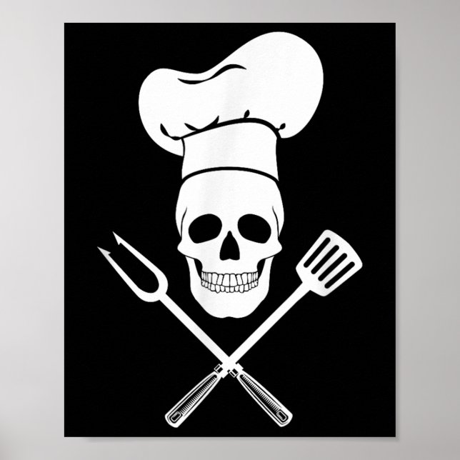 Póster Chef Gorra Cocina de cráneo Cocina barbacoa (Frente)