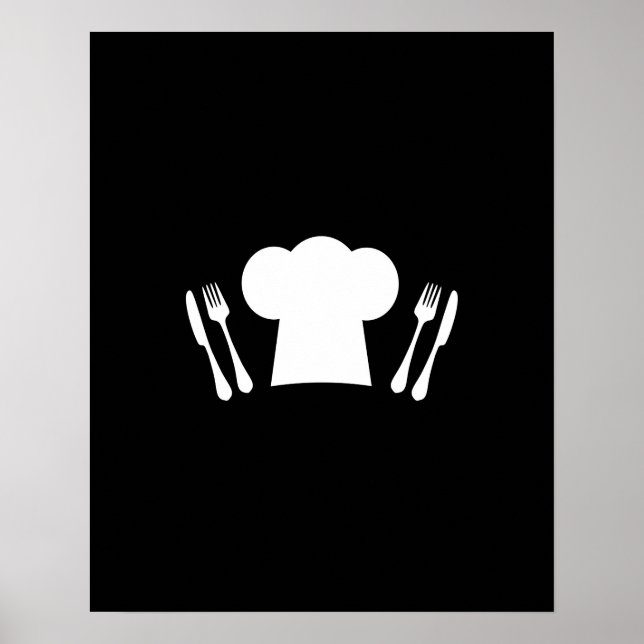 Póster Chef Gorra Knife y Fork Kitchen o Restaurant (Frente)