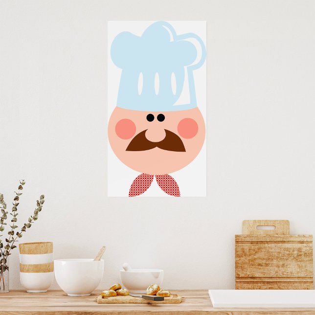 Póster Chef italiano con bigote y sombrero (Subido por el creador)