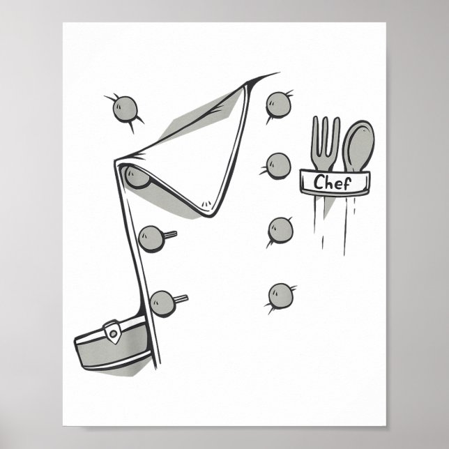 Póster Chef Jacket Chef Costume Cook Cooking Funny Chef G (Frente)