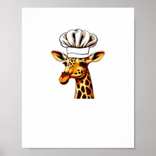 Póster Chef Jirafa - Jirafa Linda Con Sombrero De Chef Ji