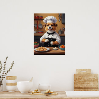 Póster Chef Puppy Haciendo Comida Cocina De Perro Gracios