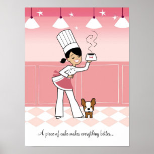 Póster Chef y perro en el Poster de la cocina