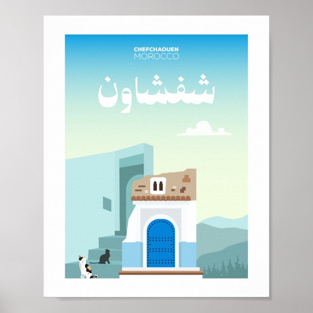 Póster Chefchaouen City Morocco Illustration (Frente)