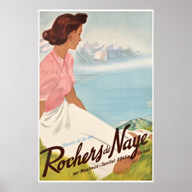 Póster Chemin de Fer des Rochers de Naye, sur Montreux, (Frente)