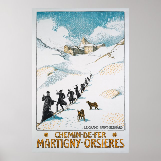 Póster Chemin-de-Fer Martigny-Orsières, Schweiz, Ferrocar (Frente)